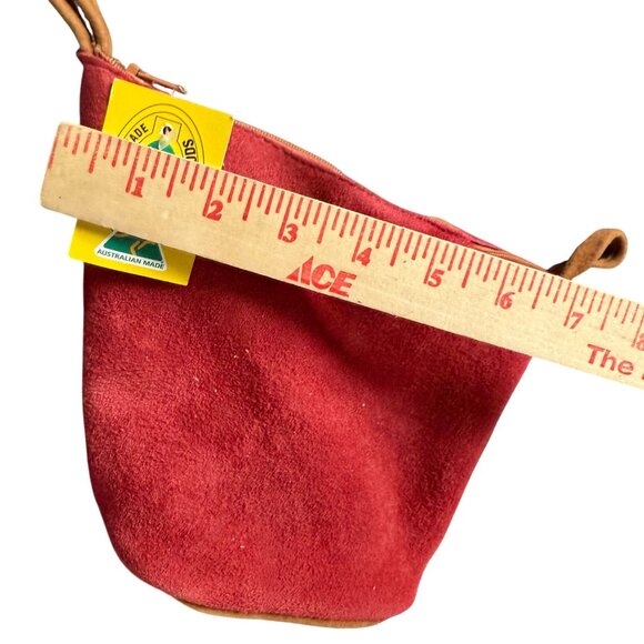 NWT MF Leathergoods Kangaroo Boho Mini Bag Women's Red Brown - Picture 4 of 11